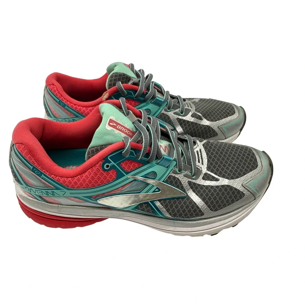 Brooks Ravenna 7 Running Shoes Womens 10 Grey Teal Pink Good Stability Sneakers